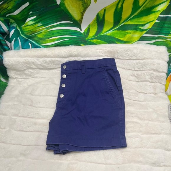 Cynthia Rowley Pants - Cynthia Rowley 6 Dark Blue Chino High Waist Snap Close Casual Summer Shorts